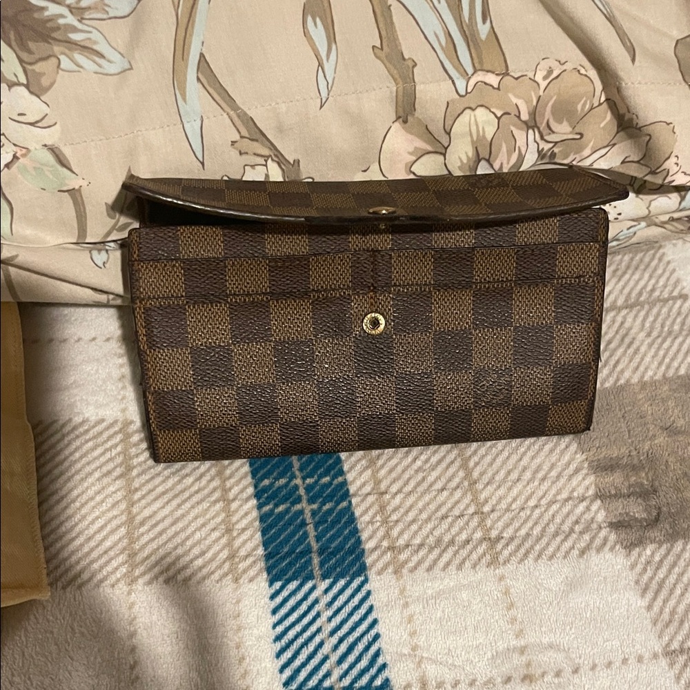 Louis Vuitton Brown Checkered Fold-Over Wallet